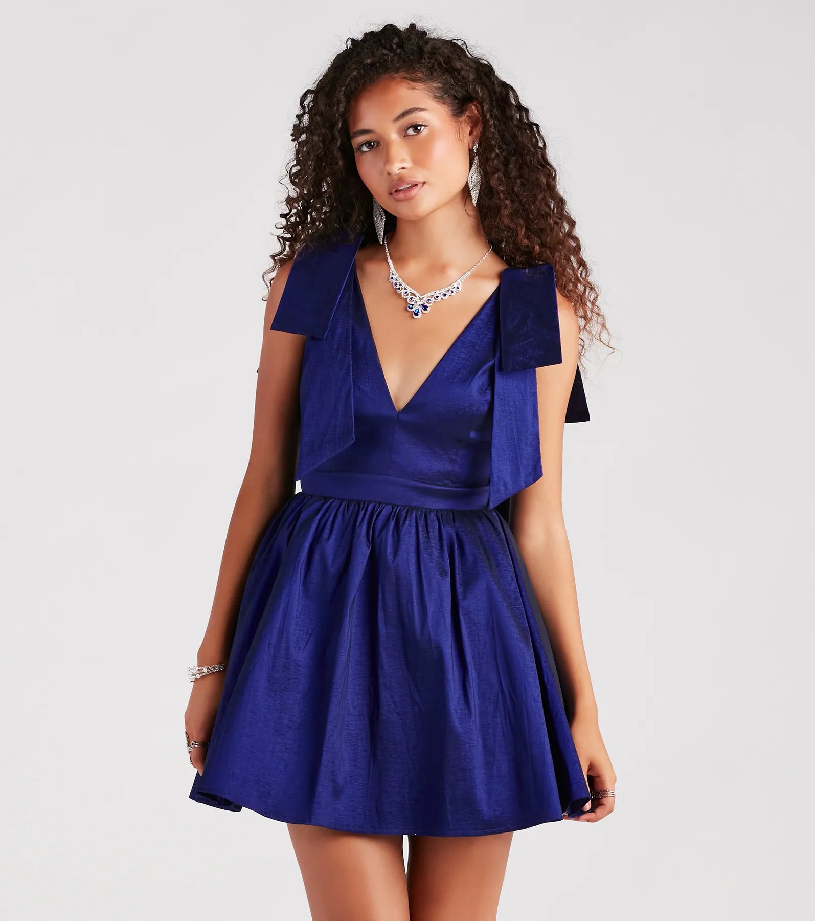 Mayva Taffeta Bow A-Line Short Dress