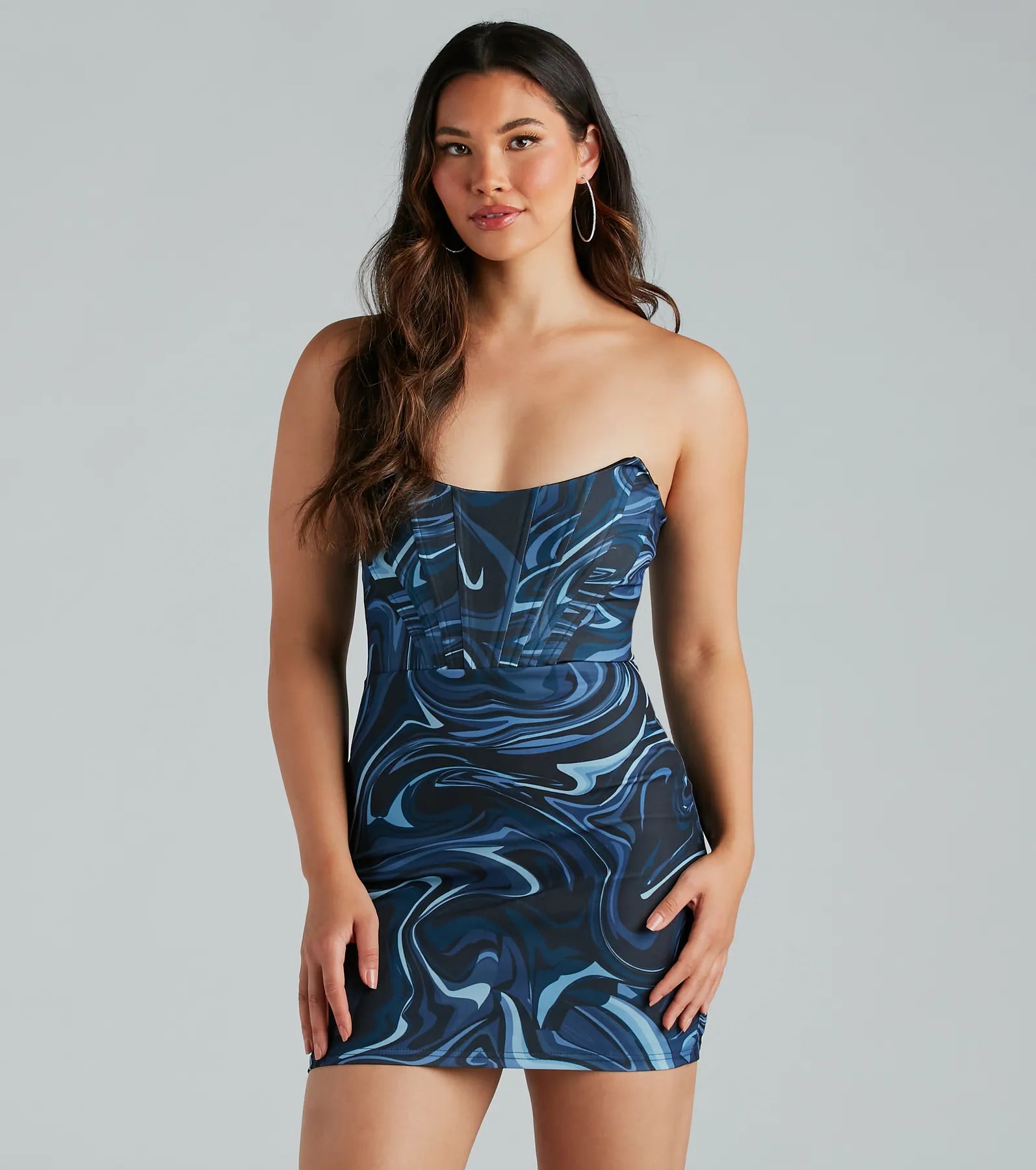 Mesmerized By You Marble Print Mini Dress