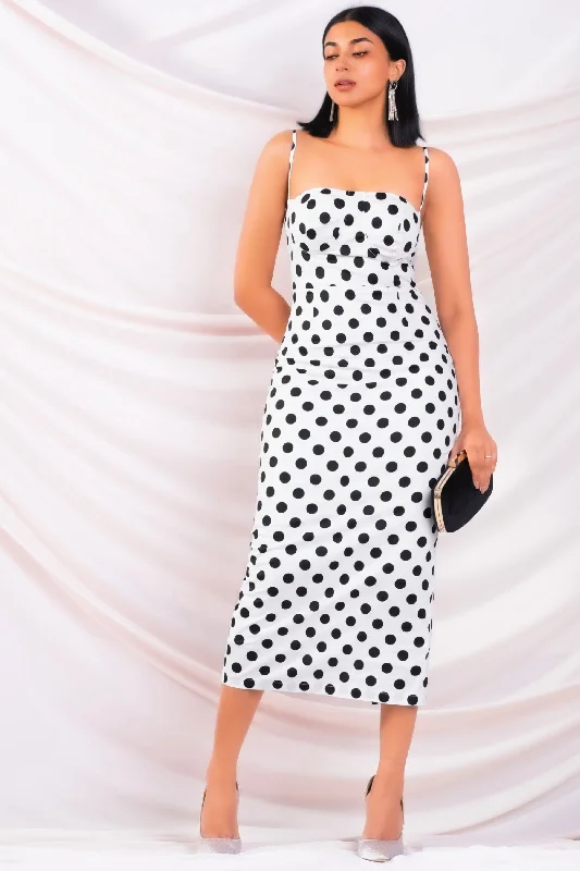 Bodycon Polka Midi Dress