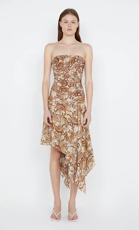 JOCELYN STRAPLESS DRESS - CREAM SWIRL