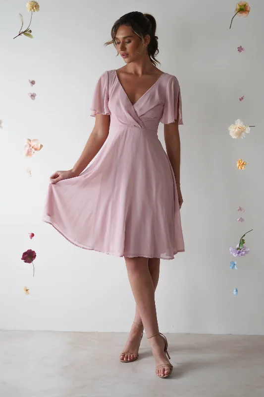 Katia Chiffon Midi Dress | Dusty Pink