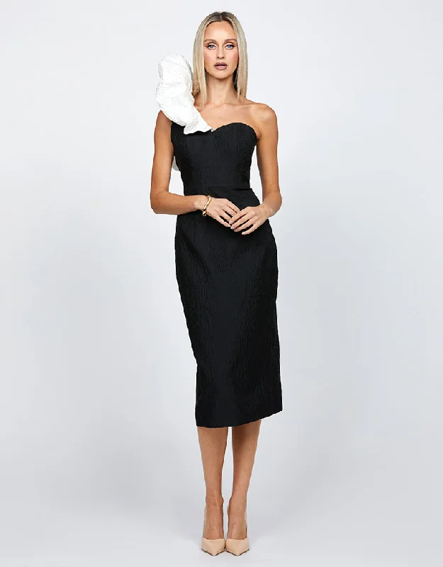 LINDY ONE SHOULDER PUFF MIDI BL71D05S