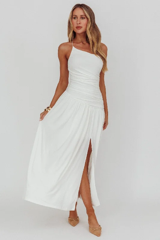 Destination One-Shoulder Maxi Dress White