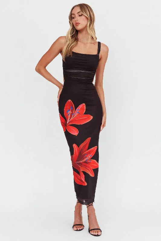 Dream Crush Lace-Up Back Maxi Dress Lily Black