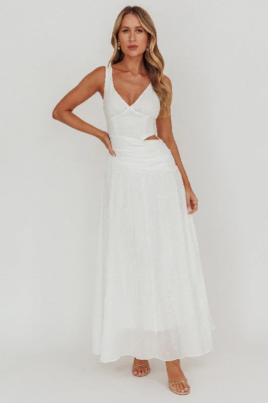 First Dates Waist Cut-Out Maxi Dress White