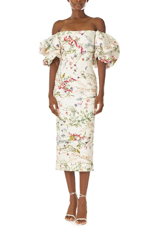 Printed Linen Column Dress