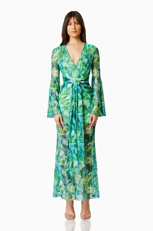 Jonquil Long Sleeve Maxi Dress In Green