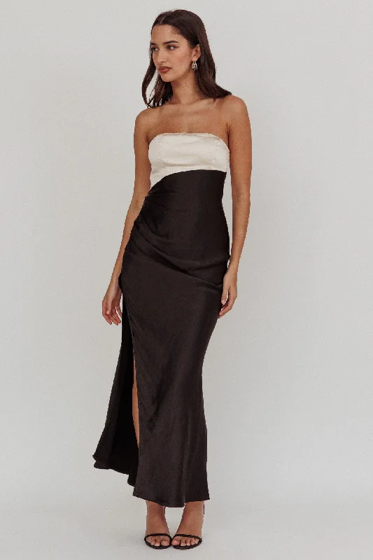 Kamillia Strapless Split Maxi Dress Black