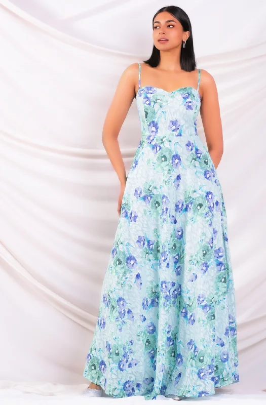 Printed Fit & Flared Maxi Dress