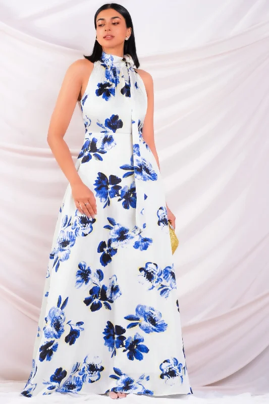 Printed High Neck Maxi Dress