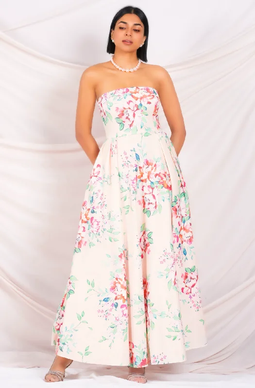 Strapless Floral Maxi Dress