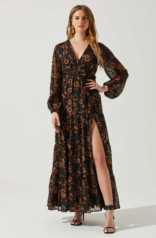 Trinity Long Sleeve Backless Floral Dress