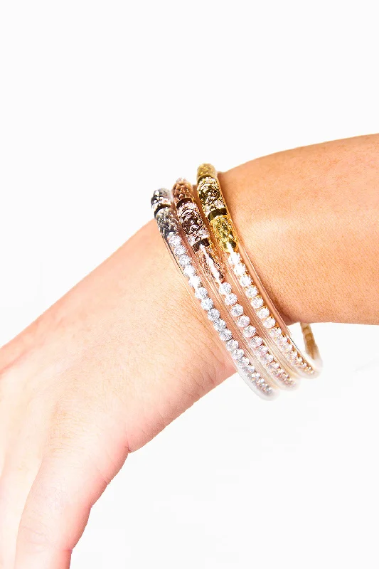 BuDha Girl Three Queens All Weather Bangles - Clear Crystal