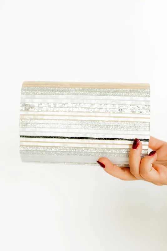 Charlene Clutch - Gold & Silver Stripe