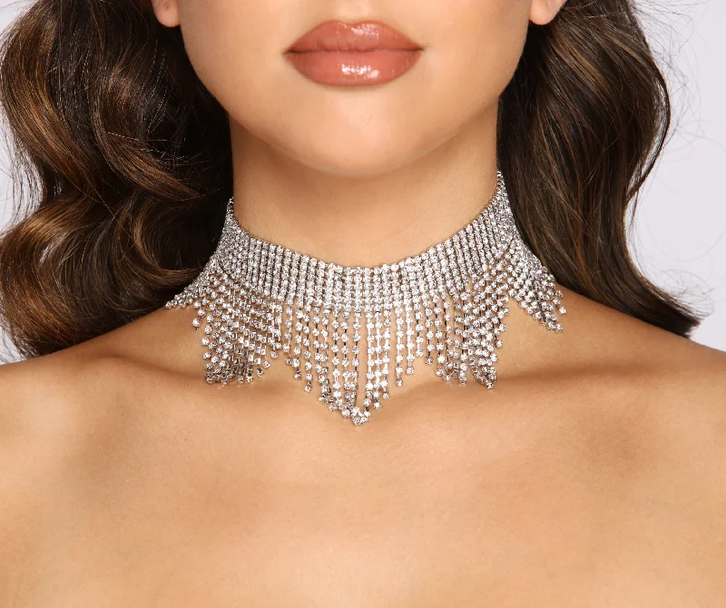 Diva Moment Fringe Rhinestone Collar