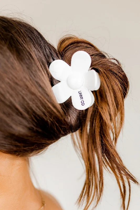 Flower Hair Clip - Gigi - True White