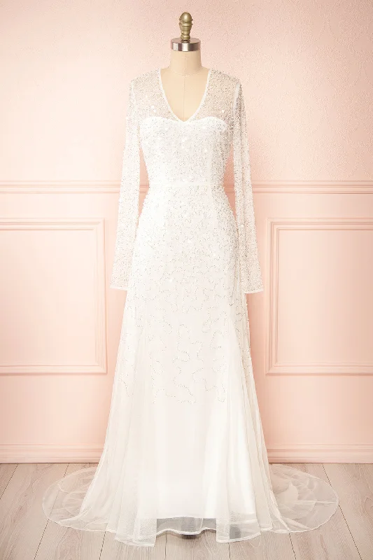 Judith | Long Sleeve Beaded Bridal Dress