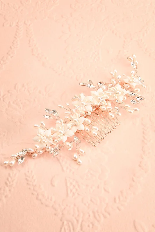 Mandarinier | Floral Hair Comb w/ Pearls