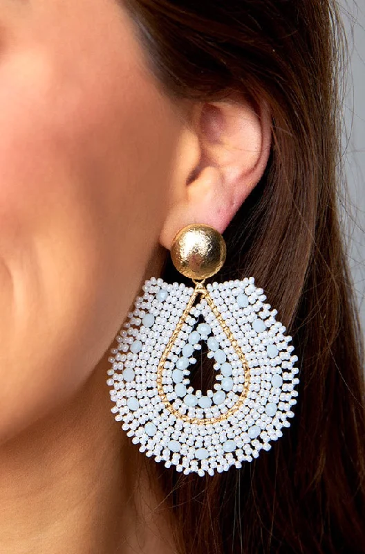 Marina Beaded Statement Earrings - White