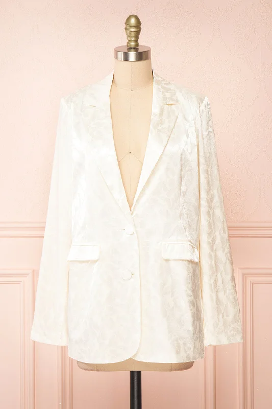 Martina | Single-Breasted Floral Satin Blazer