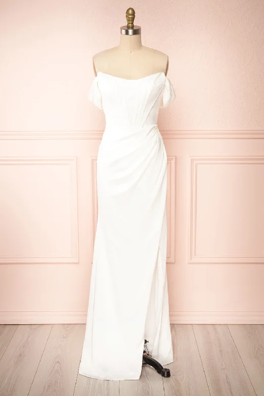 Namie Ivory | Corset Maxi Dress w/ Removable Straps