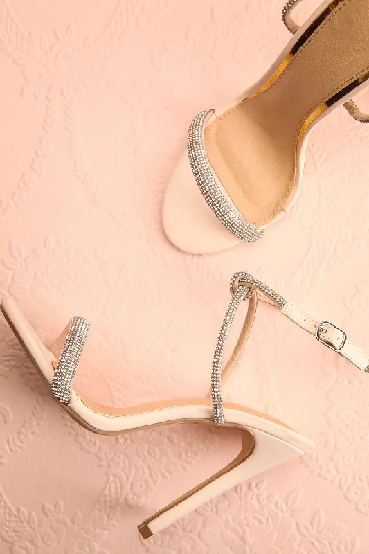 Odessa Beige | Sparkly Heeled Sandals