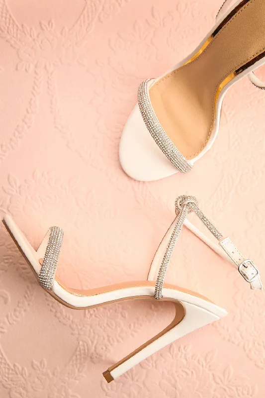 Odessa Ivory | Sparkly Heeled Sandals