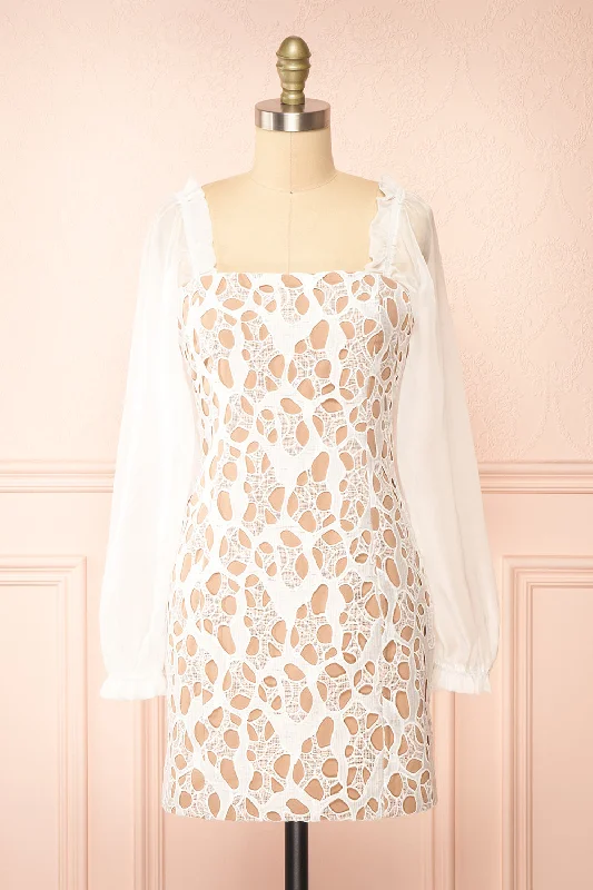 Oriane | Short White Lacy Dress