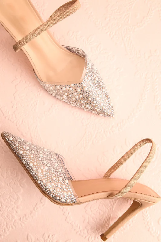 Perlia | Pointed Toe Heels w/ Crystals