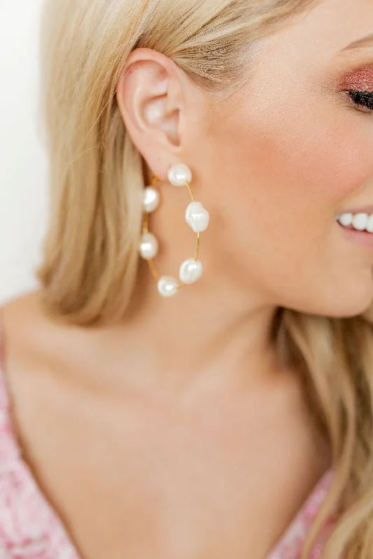 Rachel Statement Earrings - Pearl